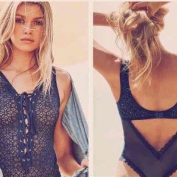 Blue Lace Bodysuit - Picture 2 of 4